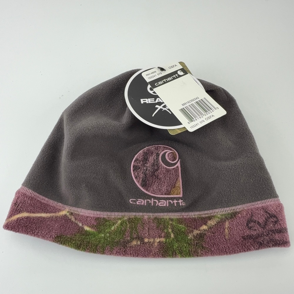 Carhartt Realtree Xtra Reversible Fleece Beanie Hat Purple Camo Womens OSFA NWT